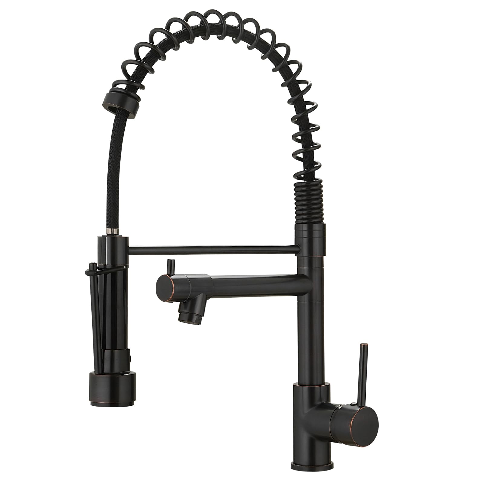 Oil Rubbed Bronze Kitchen Faucet,AIMADI Commercial Style Spring Kitchen Sink Faucet,Modern Single Handle Single Hole Kitchen Faucets with Pull Down Sprayer