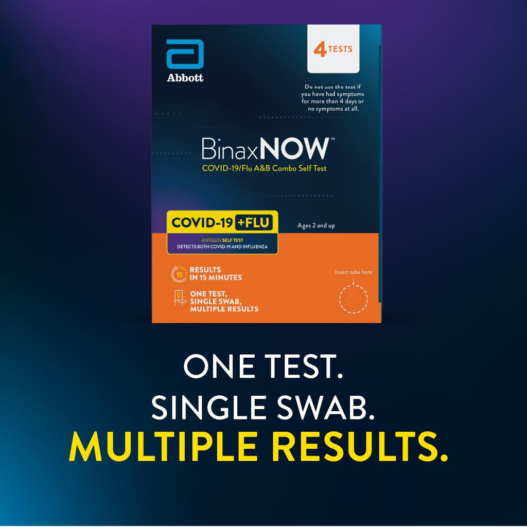 BinaxNOW™ COVID-19/Flu A&B Combo Self Test, Reliable COVID/Flu Home Test With 15 Minute Results, 4 Tests