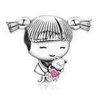 Annmors Baby Girl Bead Charm 925 Sterling Silver for Women Bracelet & Necklace Gifts for New Mom