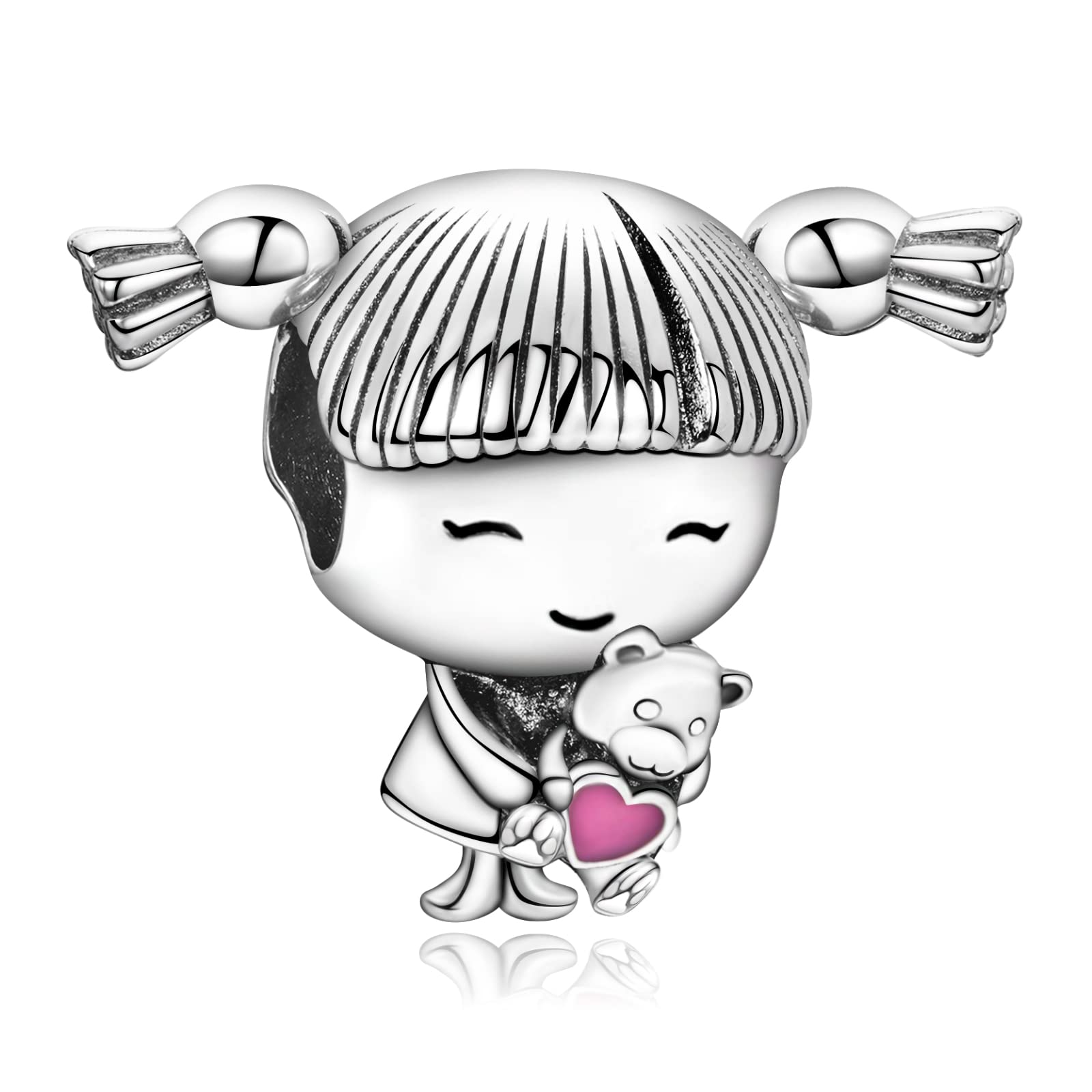 Annmors Baby Girl Bead Charm 925 Sterling Silver for Women Bracelet & Necklace Gifts for New Mom