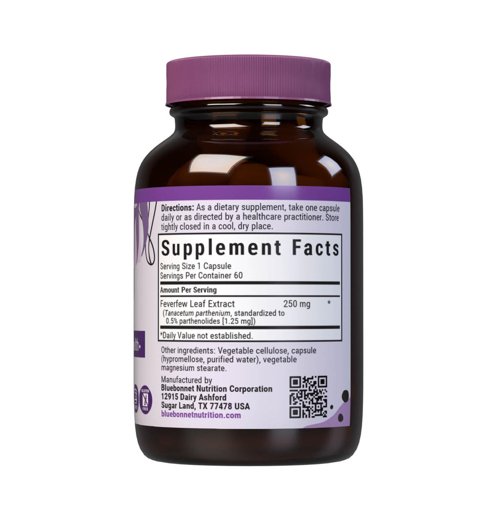 BlueBonnet Nutrition Feverfew Leaf Extract, Immune Health*, Head Comfort*, Non-GMO, Vegan, Kosher Certified, Gluten-Free, Soy-Free, 60 Vegetable Capsules, 60 Servings
