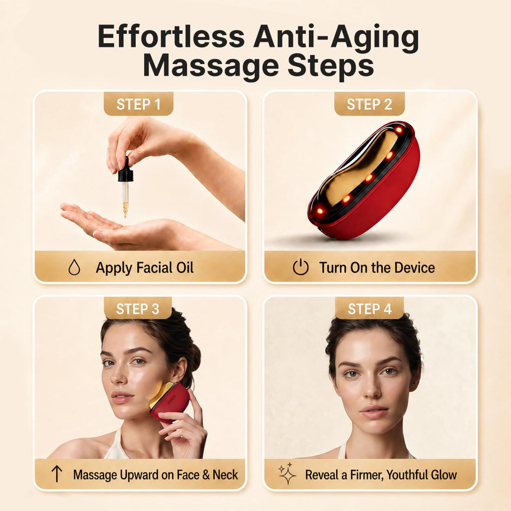 ZDEER GS5 Electric Heated Gua Sha Tool, Red Light Face Massager, Red