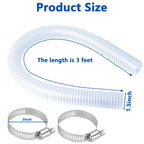 IWIWE 1 1/2 Inch Swimming Pool Replacement Hose Pool Filter Pump Connection PVC Hose For Above Ground Pools 1.5" x 3FT（Includes 2 Hose Clamps）