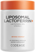 Codeage Liposomal Lactoferrin 300mg, Bovine, Vitamin C, 60 Capsules