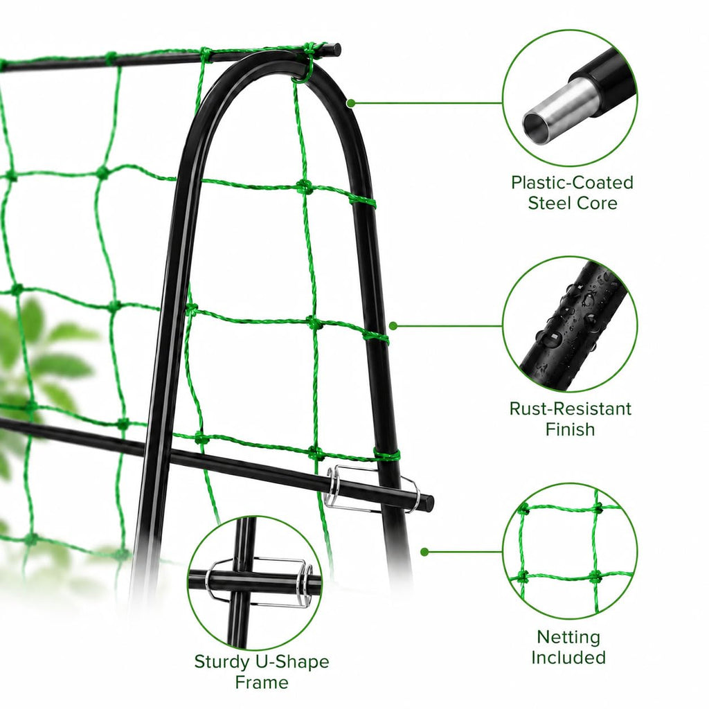 FOLLOOK Cucumber Trellis for Raised Garden Bed, 63x48inch, Black