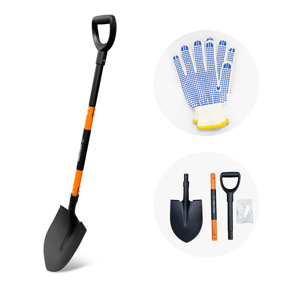 FARMHOLYCOWKING Shovel, Shovels for Digging, 47 Inch Detachable D-Handle with Anti-Slip Design, Heavy Duty Shovels for Gardening Digging