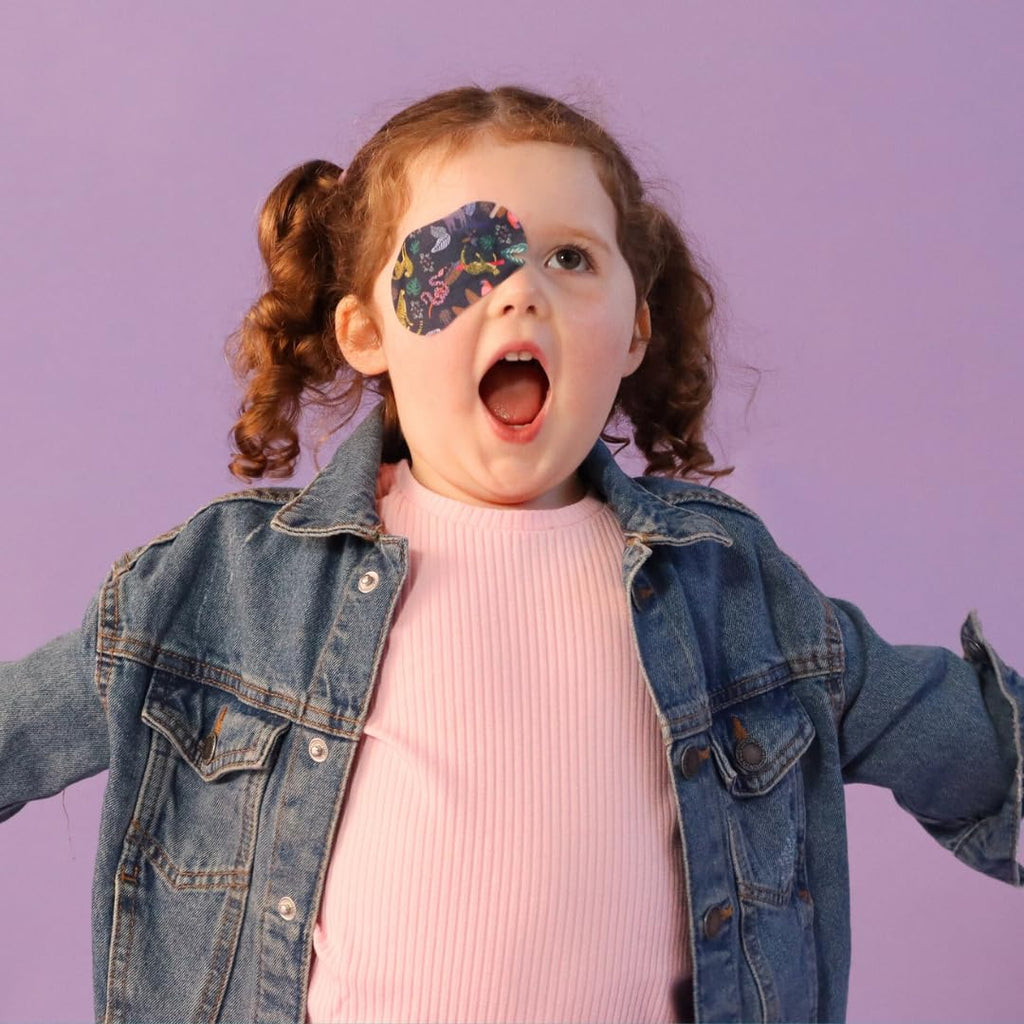 HIDE&SEE Speckles Kids Eye Patches (Wild Pack) Fun & Comfortable Hypoallergenic Patches for Amblyopia Treatment for Boys & Girls Includes Reward Chart (50 Pack)