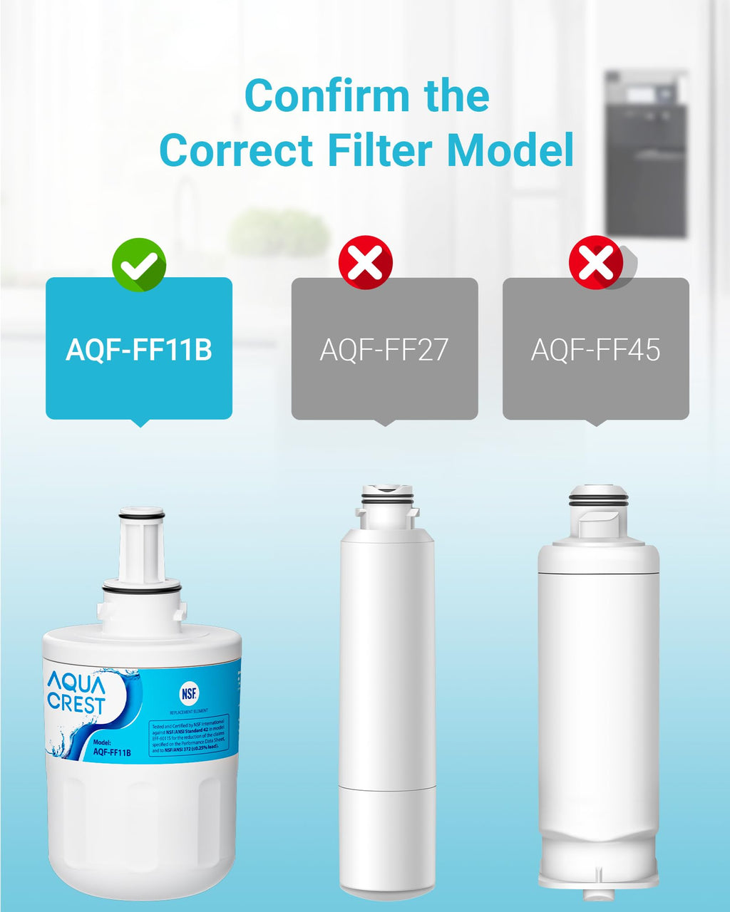 AQUA CREST AQF-FF1B Refrigerator Water Filter, Replacement for Samsung® DA29-00003G, DA29-00003B, DA29-00003A, Aqua-Pure Plus, HAFCU1, RFG237AARS, FMS-1, RS22HDHPNSR, RSG257AARS, WSS-1