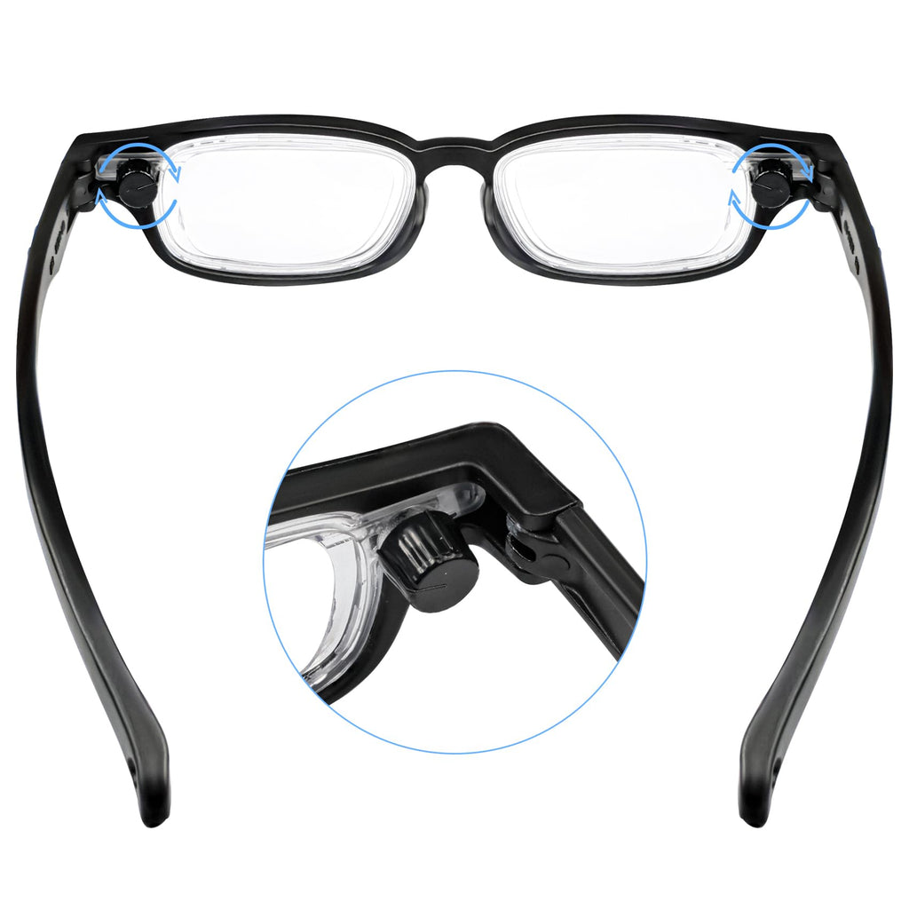 Ouolipraa Flex Focal Adjustable Glasses Dial Vision Reading Glasses Zoom Eyeglasses for Men Women One Power Auto Focus 0D to 400D Presbyopic Readers Variable Focus Eyewear Read Distance Near Far Sight