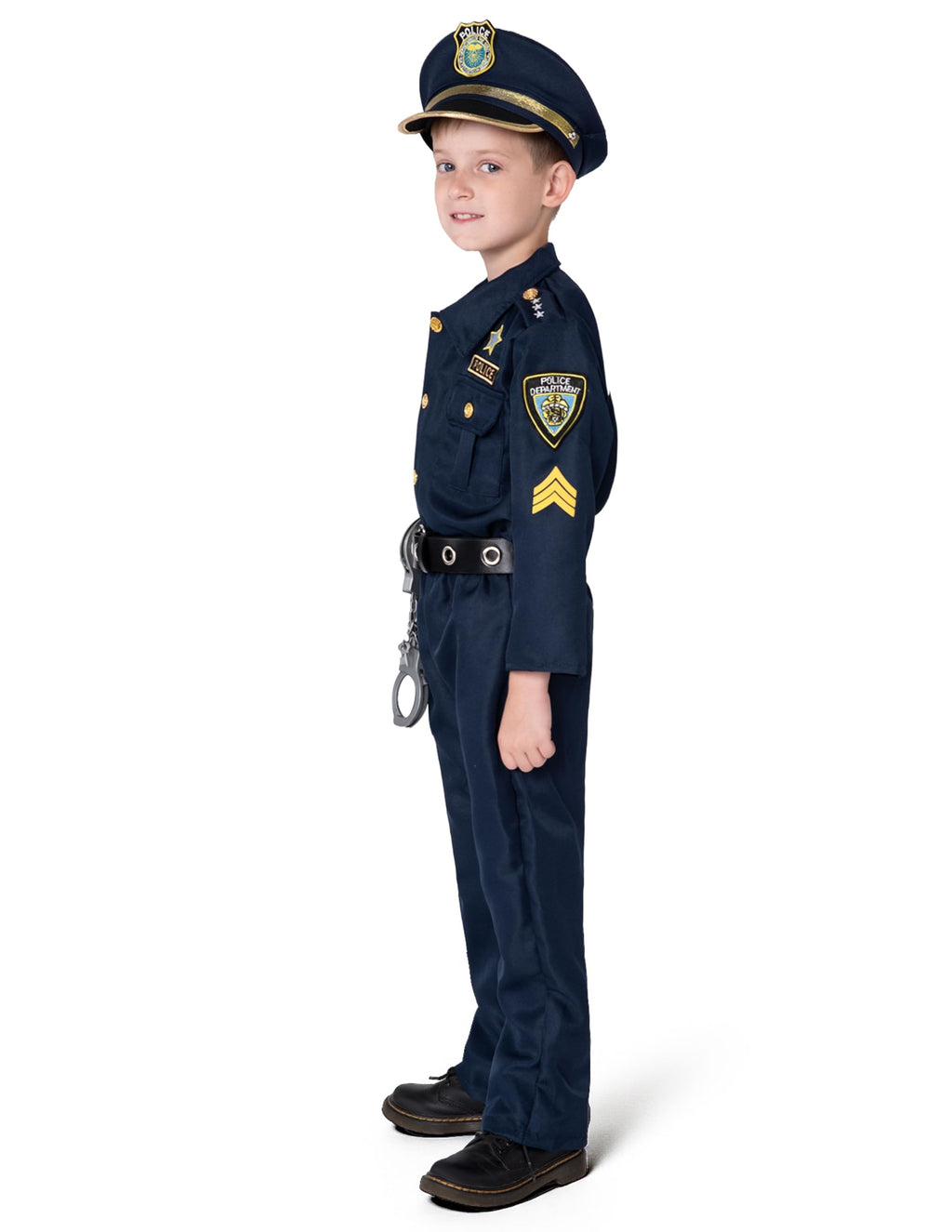 JOYIN Toy Halloween Toddler Police Costume, Police Officer Costume for Boys, Kids Cop Outfit with Toy Accessories for Unisex Halloween Pretend Roleplay, Themed Party (Small, 5-7 yrs)