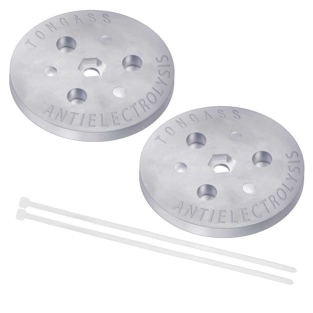 TonGass (2-Pack Zinc Anode Weight Anti-Electrolysis Sacrificial Anode, Galvanic Anodes for Passive Cathodic Protection Bolts Inside or Outside Skimmer Baskets Salt System Swimming Pool Must-Have