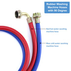 Rubber Washing Machine Hoses With Elbow 4FT,Washing Machine Elbow Hose with 3/4" Connection Supply for Hot and Cold Water Washer Hoses (2 Packs),Universal Fit for All Standard Wash Machines-by MIFLUS