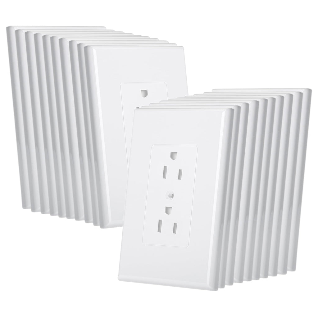 Bates- 1-Gang Duplex Wall Plate, 3.18"x 4.98", 20 Pack White