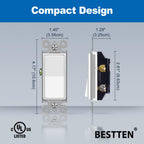 BESTTEN 40 Pack Single-Pole Light Switch, 15A 120/277V, Paddle Wall Switch, On/Off Rocker Interrupter, UL Listed, White