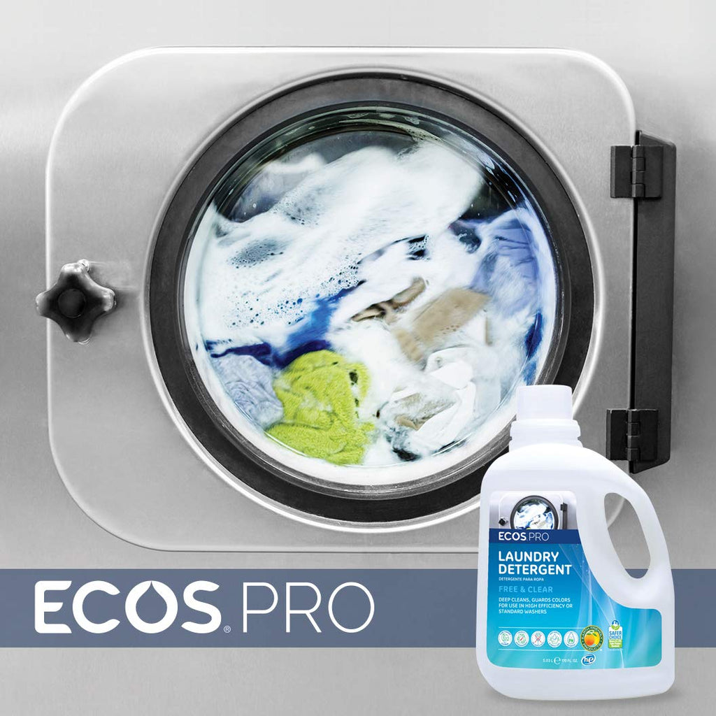 ECOS PRO Liquid Laundry Detergent 2 Ct, Free & Clear, Concentrated & Ideal for Commercial & Industrial Use, Unscented, PL9371/02, 170 fl oz (Pack of 2)
