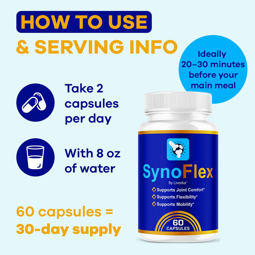 SynoFlex - SynoFlex Capsules Daily Natural Premium Support, Syno Flex Pill Advanced Formula Active Mobility Lifestyle Multivitamin for Overall Health & Wellness, 60 Capsules for 1 Month