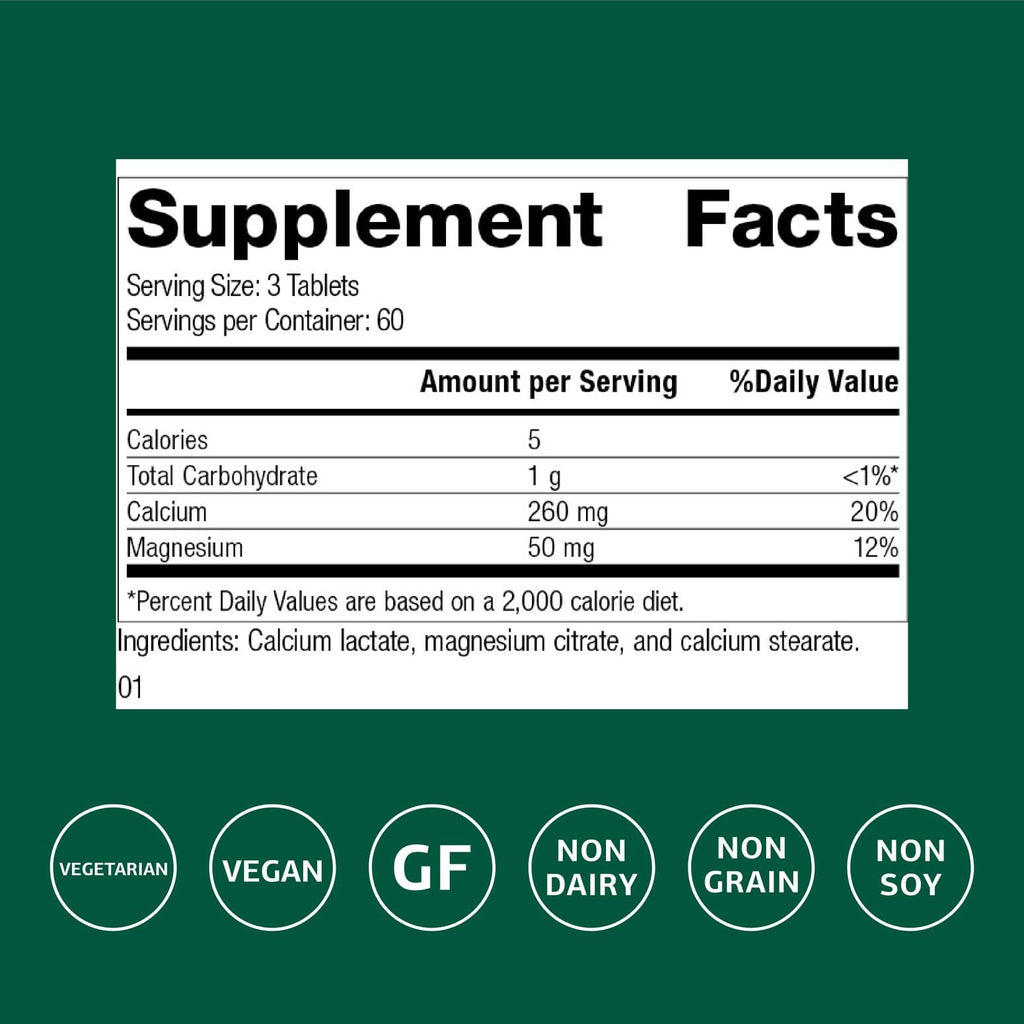 Standard Process Calcium Lactate Bone & Immune Health Dietary Support - Vegan, Gluten-Free, Non-Dairy, Non-Soy & Non-Grain - Bone, Joint & Health Support - 180 Tablets