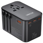 Universal Travel Adapter, VINTAR 75W GaN International Power Adapter with 3 USB C PD and 2 USB A QC, All in One Travel Essentials for UK/EU/USA/AUS, Travel Adapter Worldwide for Laptops Tablets Phones