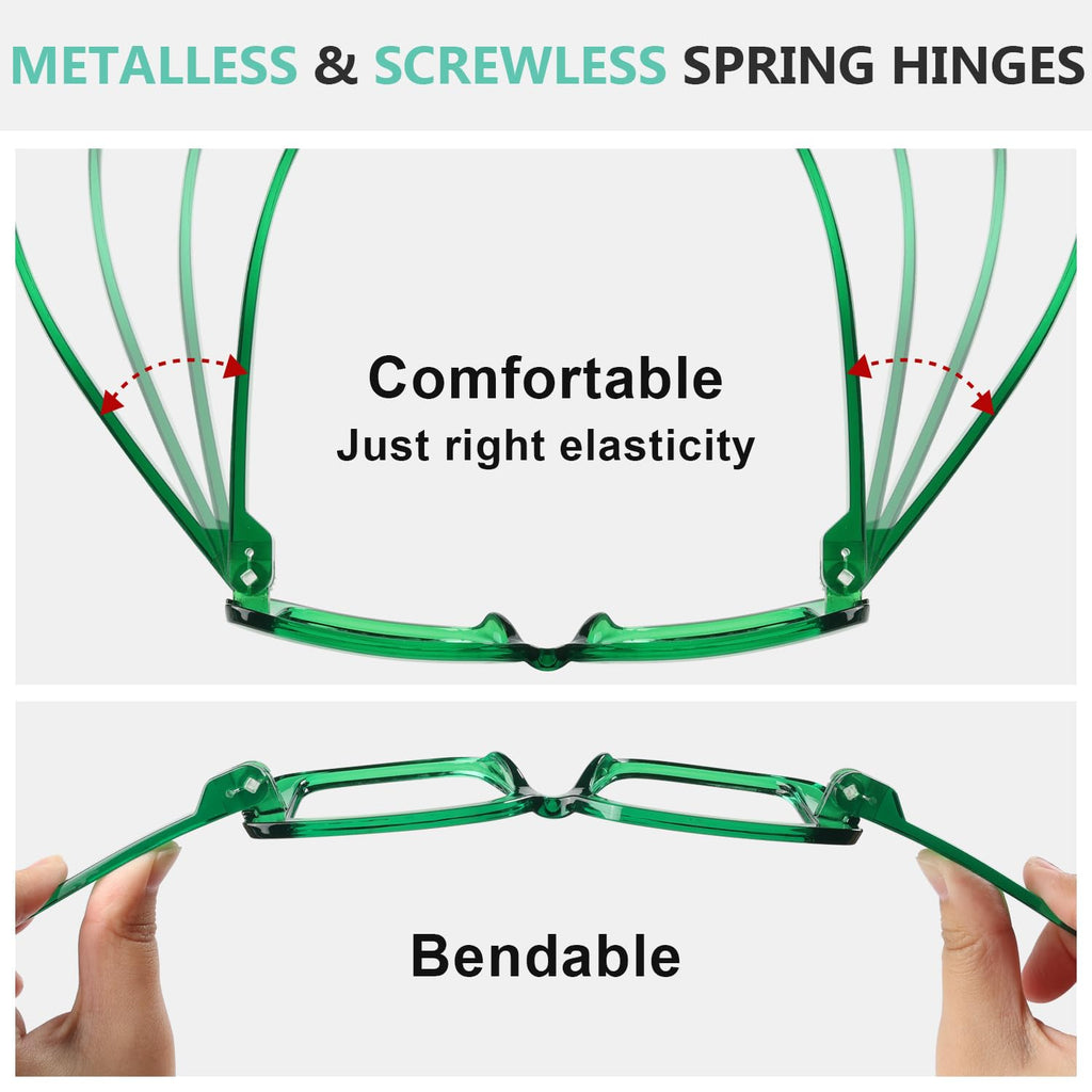Eyekepper Huge Metalless Reading Glasses with Screwless Spring Hinges 6 Pack Oversized Readers for Women +1.50