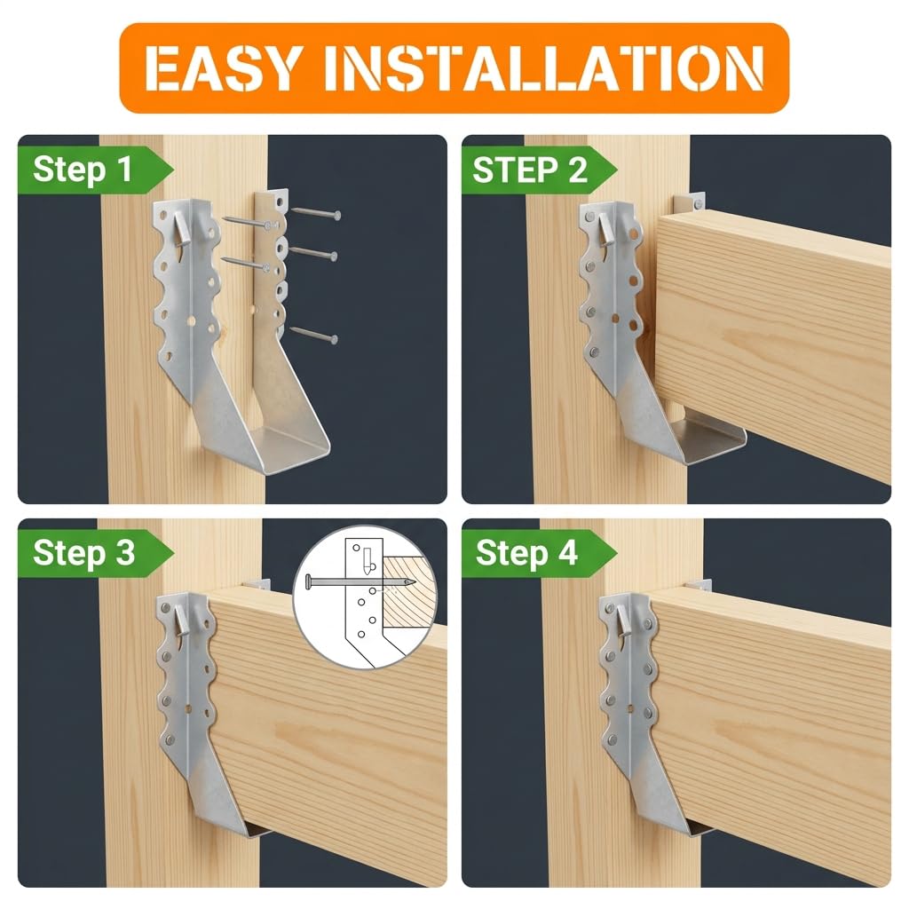 [25 Pack] 2x6 Joist Hanger, 18 Gauge LU26 Galvanizing Face Mount Joist Hangers, Wood Hurricane Ties, Rafters Tie