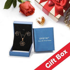 EVEVIC Rose Flower Necklace and Stud Earrings Set for Women,18K Gold Plated