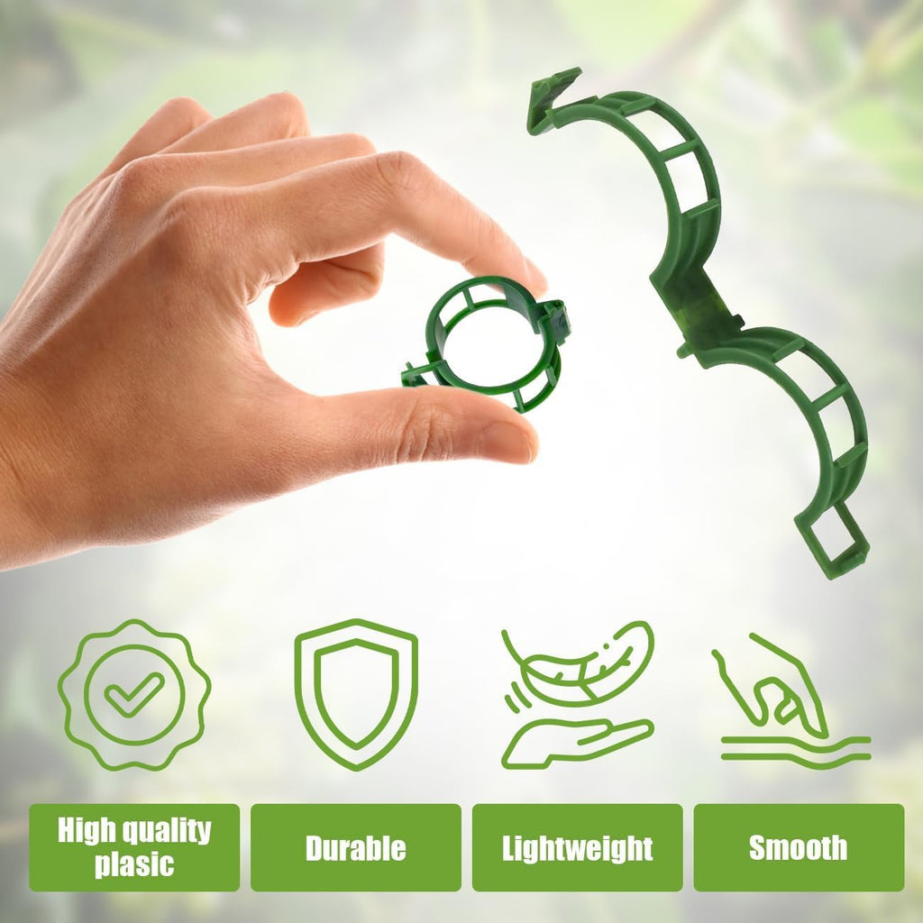 50Pcs Secured Plastic Plant Clip, 2026 Upgrade Plant Support Clips Reusable Garden Clips, Garden Clips for Climbing Plants Tomato Grape Vine Vegetables Plant Fixing Clips (50, Green)