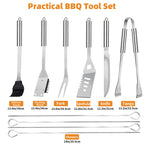 11Pcs Stainless Steel BBQ Grilling Accessories Set, Dad Gifts for Men Christmas Grilling Gifts,Portable Practical Grill Tools Utensils Kit with Storage Bag for Outdoor Grill Camping Backyard