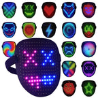 arscniek LED Face Mask with Gesture Control – Rechargeable Light Up Halloween Masks Costume for Adults & Kids, Glowing Transformable Cosplay Mask for Parties, Christmas, Concerts