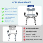 BRITULIF Adjustable Shower Chair with Arms & Back, Stable Heavy Duty 550lbs Safety Bathtub Seat with Non-Slip Feet, Rust-Resistant Aluminum Frame & Tool-Free Assembly for Elderly & Disabled