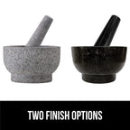 GORILLA GRIP 100% Natural Granite Stone Mortar and Pestle Set, Non-Scratch Base, Heavy Duty Polished Molcajete Guacamole Salsa Bowl, Grind Seeds, Herbs, Pills, Kitchen Lab Muddler, 1.5 Cup Black
