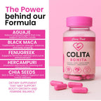 Colita Bonita – Aguaje, Black Maca & Fenugreek Pills – Natural Booty Growth & Hip Shaping Supplement – Supports Curves, Hormonal Balance & Waist Definition – 60 Capsules (30-Day Supply)