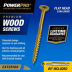 Power Pro Premium Exterior Wood Screws, #10 x 3-1/2" Inch All-Purpose Deck Screws for Outdoor Projects, T-25 Star Bit Included, Bronze, 1000 Pieces | 967781V4