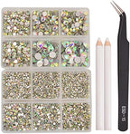 8000pcs Non Hotfix Rhinestones 10 Sizes Flatback Crystal Glass Rhinestones with Tweezers and Picking Pen for Nail Art Clothes Bags Phone Decorations Crafts DIY (001ab Crystal AB Mix SS3-SS30)