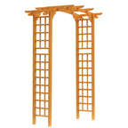 Outsunny 90in Wood Garden Arbor Arch with Trellis Wall Decor for Party