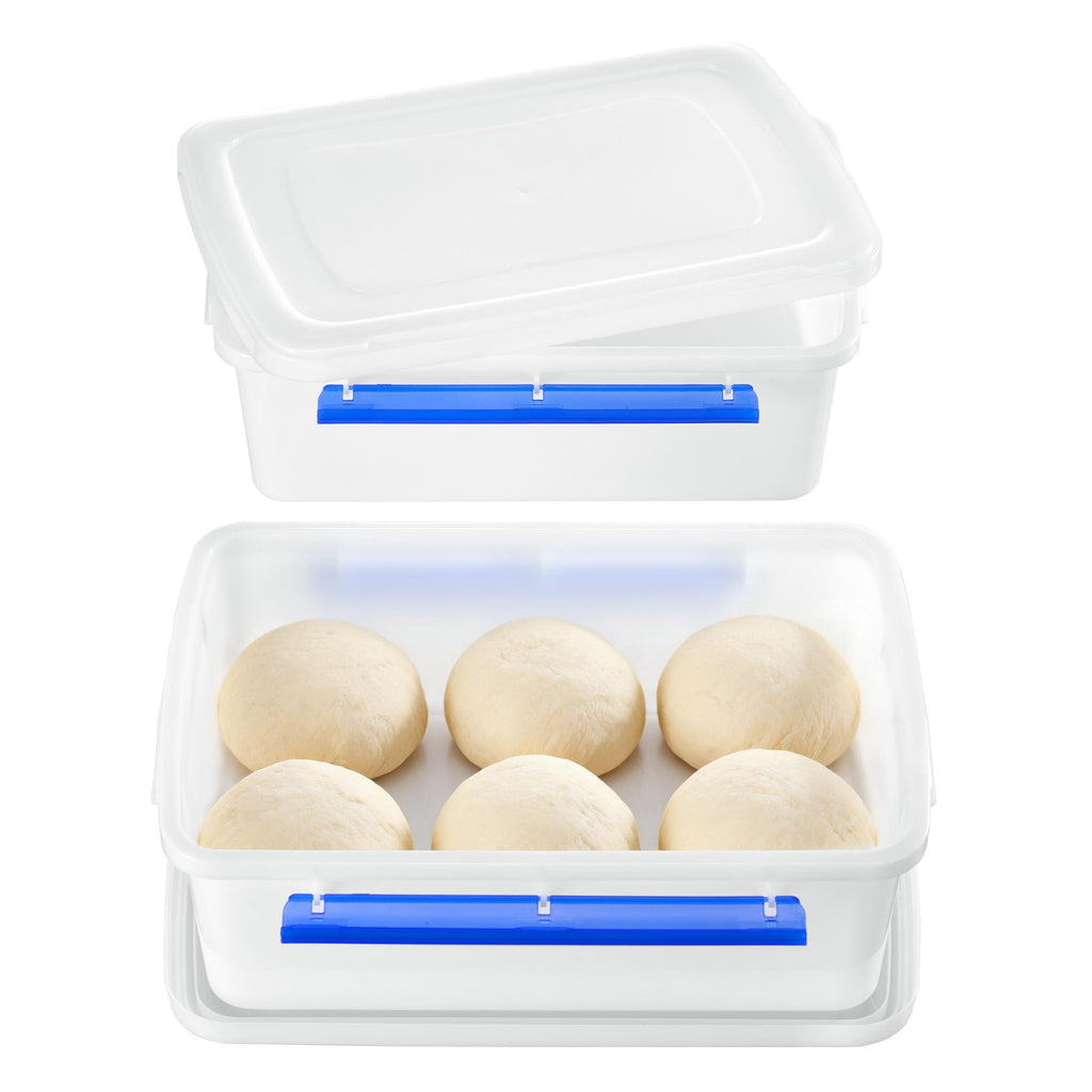 Vtopmart 2 Pack Pizza Dough Proofing Box, Pizza Dough Container with Snap-on Lids, BPA Free Food Storage Containers with Lids and Buckle-Up Latches, Bread Proofing Box Fits 4-6 Balls