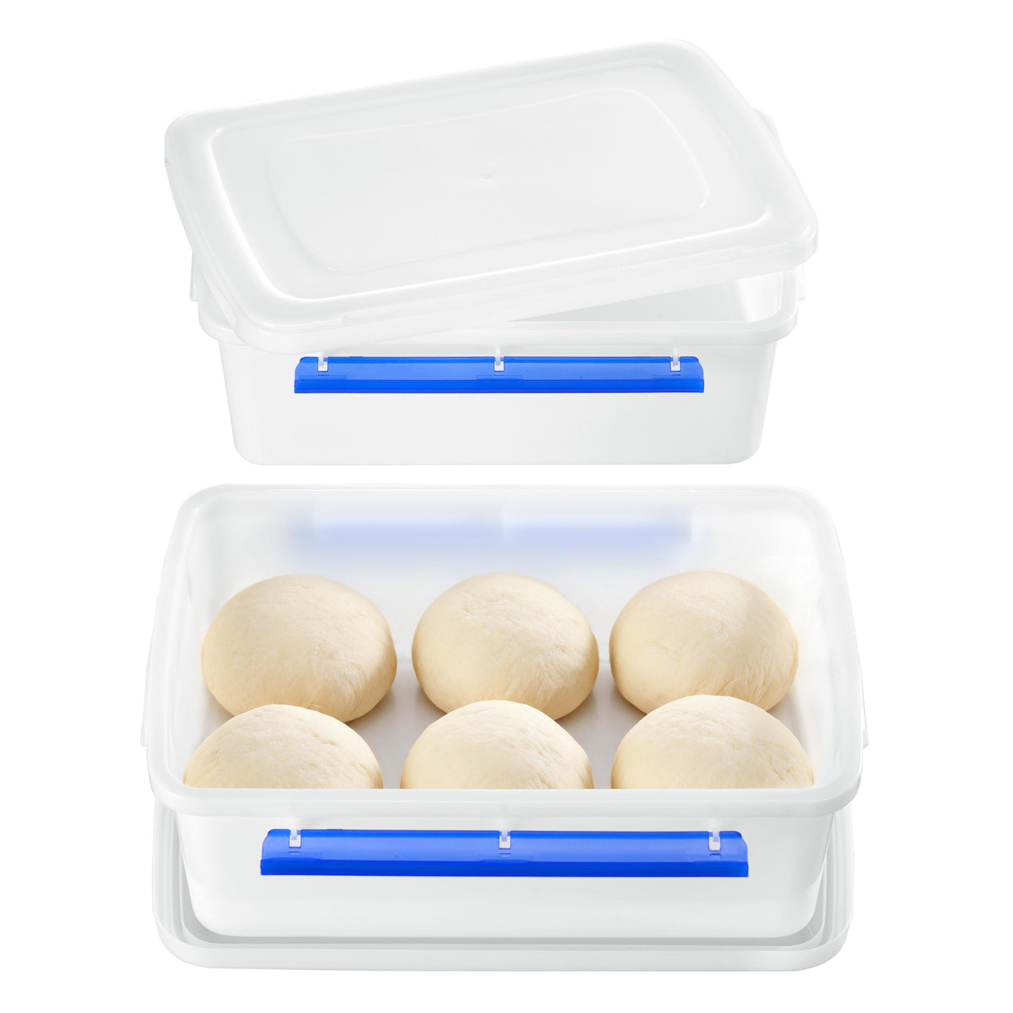 Vtopmart 2 Pack Pizza Dough Proofing Box, Pizza Dough Container with Snap-on Lids, BPA Free Food Storage Containers with Lids and Buckle-Up Latches, Bread Proofing Box Fits 4-6 Balls