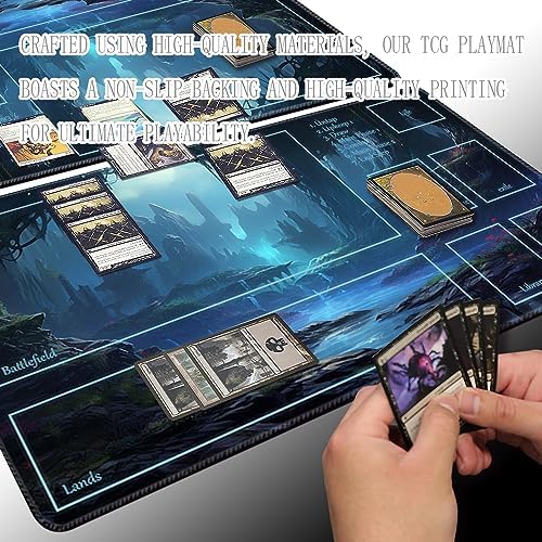 MTG Playmat Size 24x14in Free Storage Bags Non-Slip Backing Printing, Ideal for Card Game Enthusiasts TCG Playmat (with Zone,Silent Valley)