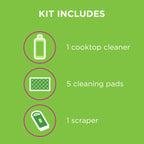 Affresh Cooktop Cleaning Kit, Safe for Glass & Ceramic Cooktops, Includes 5 oz cleaner, 5 pads, 1 scraper (Pack of 2)