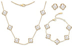SHINYY Four Leaf Clover Choker Necklace for Women | 18K Gold Plated Lucky 4 Leaf Jewelry | Trendy Gifts (Set, White Gold)
