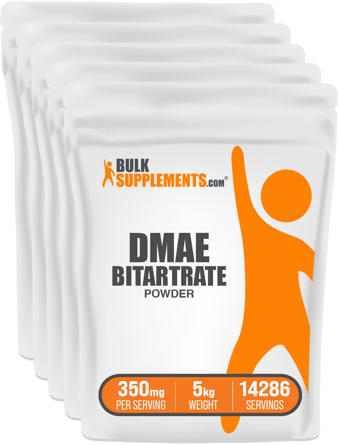 BulkSupplements.com DMAE Bitartrate Powder - Dimethylaminoethanol Bitartrate, DMAE Supplement - Unflavored & Gluten Free, 350mg per Serving, 1kg (2.2 lbs) (Pack of 5)
