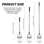 BARAYSTUS Rotary Cultivator Garden Tool, Adjustable Hand Tiller 29.7-57in
