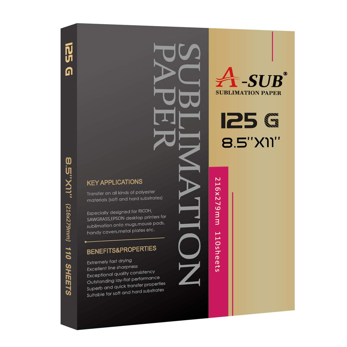 A-SUB Sublimation Paper 8.5x11 Inch 110 Sheets 125g