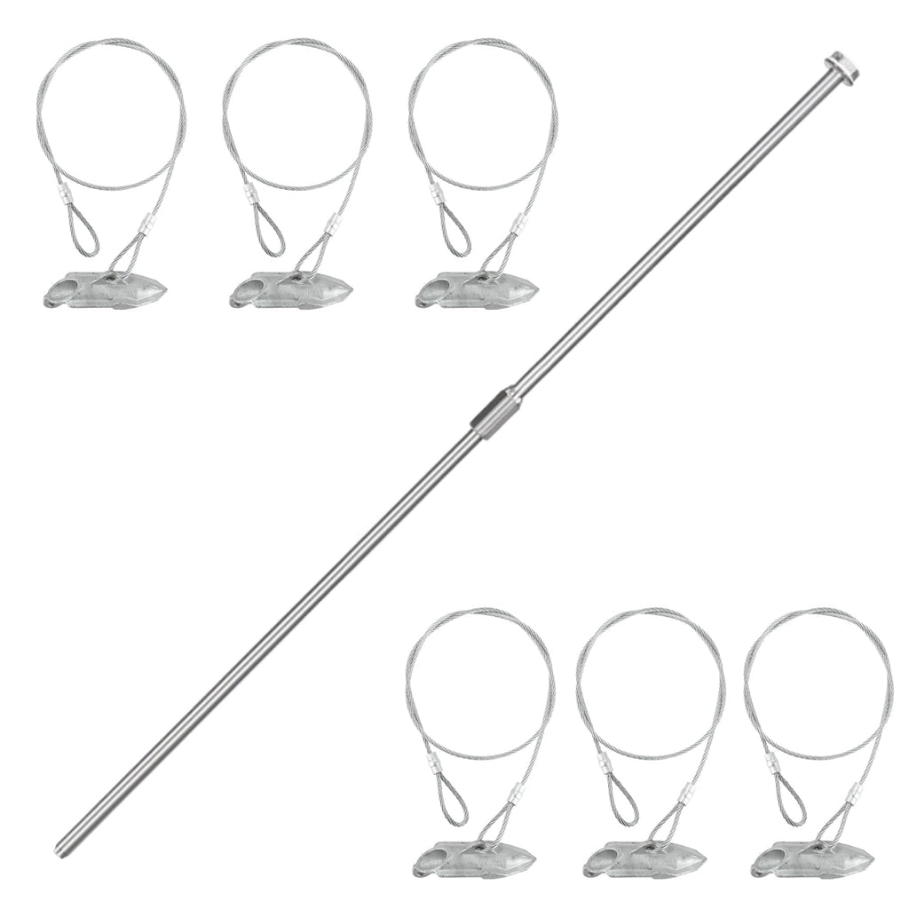 6 Pack Ground Earth Anchors with Drive Steel Stool, 30" Long x 1/8" Cable.