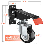 SPACEKEEPER Workbench Casters kit 660 Lbs - Retractable Casters Heavy Duty Bench Caster Wheels Designed for Workbenches Machinery & Tables, 4 Pack