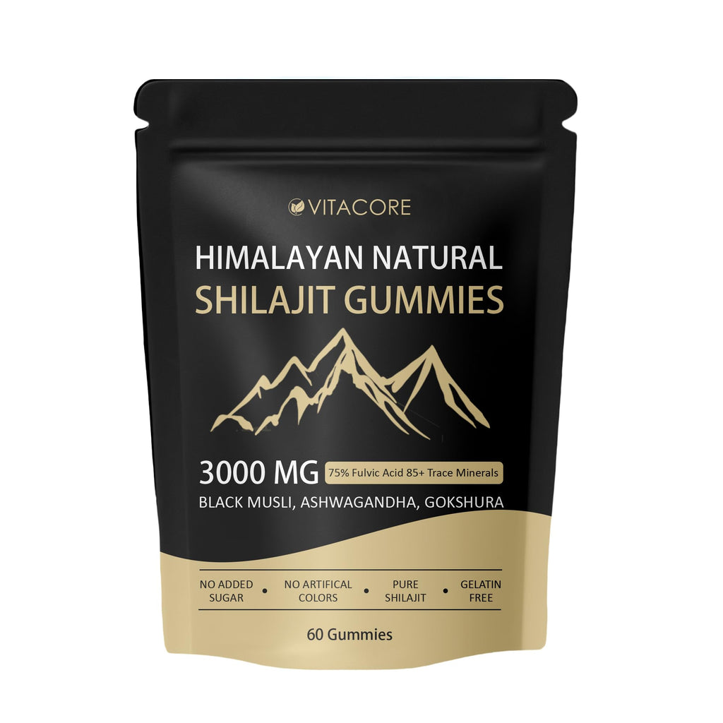 Velvra Cleanse vitacore Himalayan Shilajit Gummies for Men & Women, 85+ Trace Minerals & Fulvic Acid, Gluten-Free, 60 Gummies
