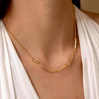 Xianofu Personalized Name Necklace with Curb Chain, 18K Gold Plated Handmade Custom Family Choker Customized Child Nameplate Necklace Mother's Day Jewelry Gift for Mom, Wife (3 Names Necklace)