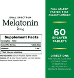 Nature's Bounty Melatonin 5mg Dual Spectrum, 100% Drug Free Sleep Supplement, Quick Release and Extended Release, Promotes Relaxation and Sleep Health, 60 Bi-Layer Tablets (Pack of 2)