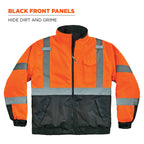 Ergodyne unisex adult High Visibility Reflective Winter Bomber Jacket, Quilted Insulation Black Bottom ANSI Compliant Class 3 Type R, Orange, 4X-Large US