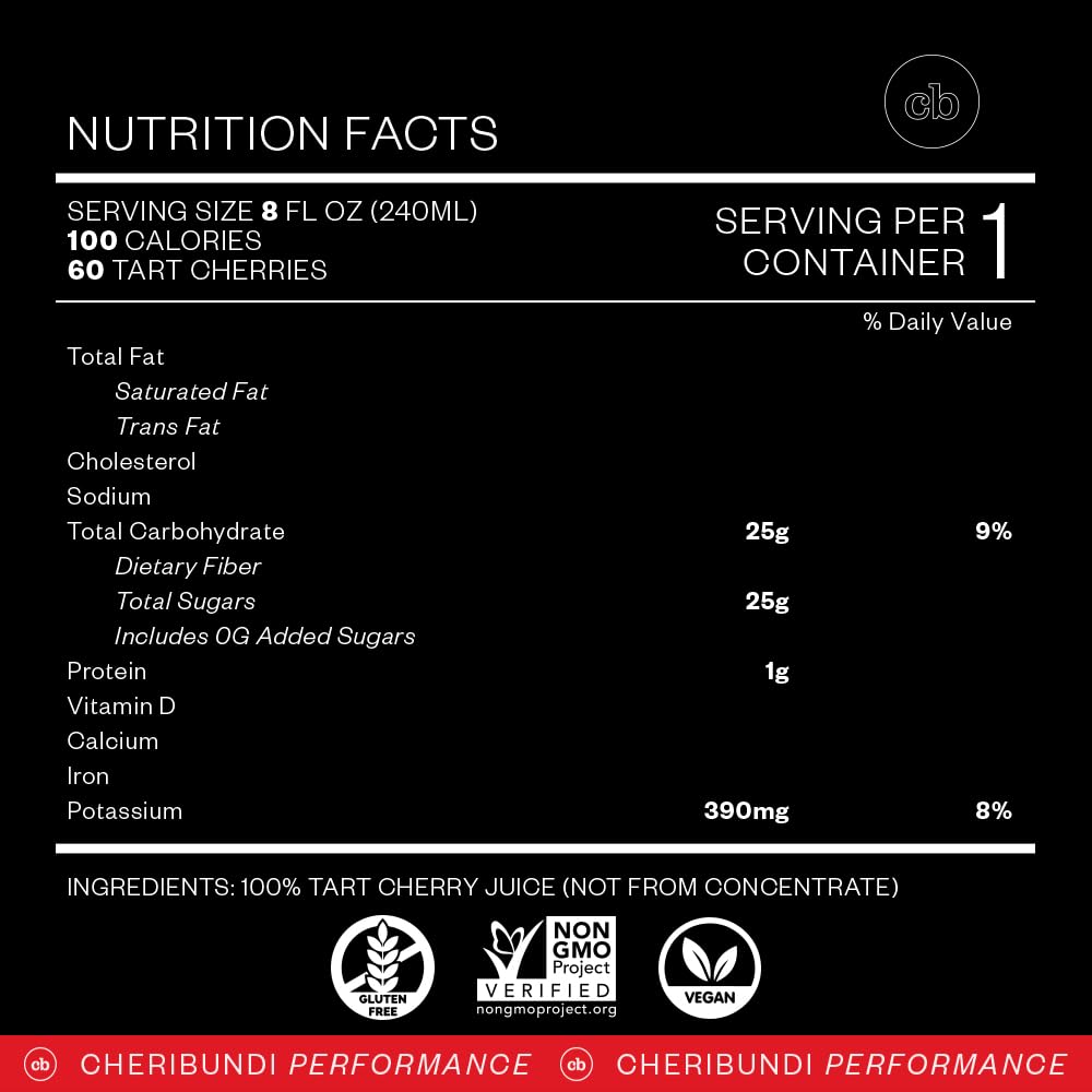 Cheribundi 100% Tart Cherry Juice Pure | Unsweetened Tart Cherry Juice | Athletes Recovery Drink | Promotes Restorative Sleep, Muscle Recovery & Boosts Athletic Performance | 8 floz (12 Pack)