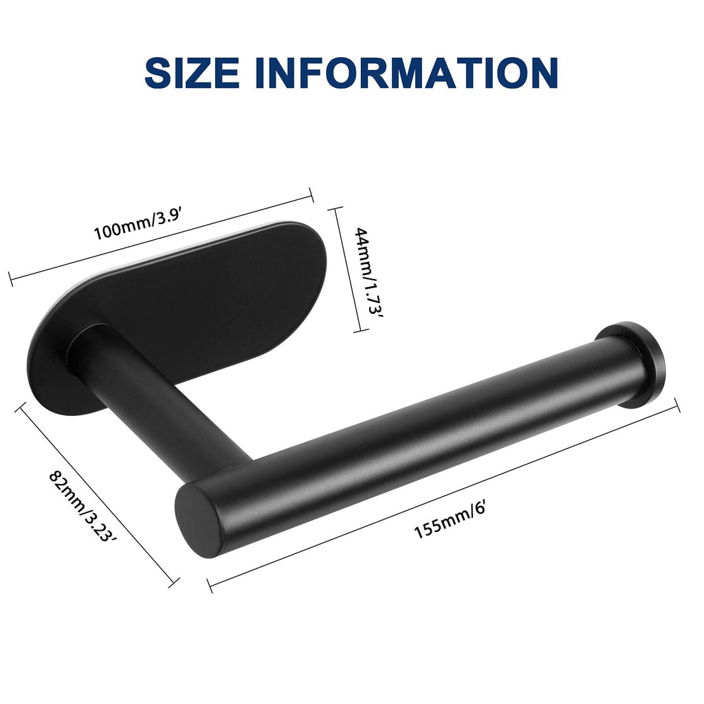 NearMoon Toilet Paper Holder Self Adhesive, Premium Thicken SUS304 Stainless Steel Rustproof Adhesive Toilet Roll Holder no Drilling for Bathroom, Kitchen, Washroom (4 Pack, Matte Black)